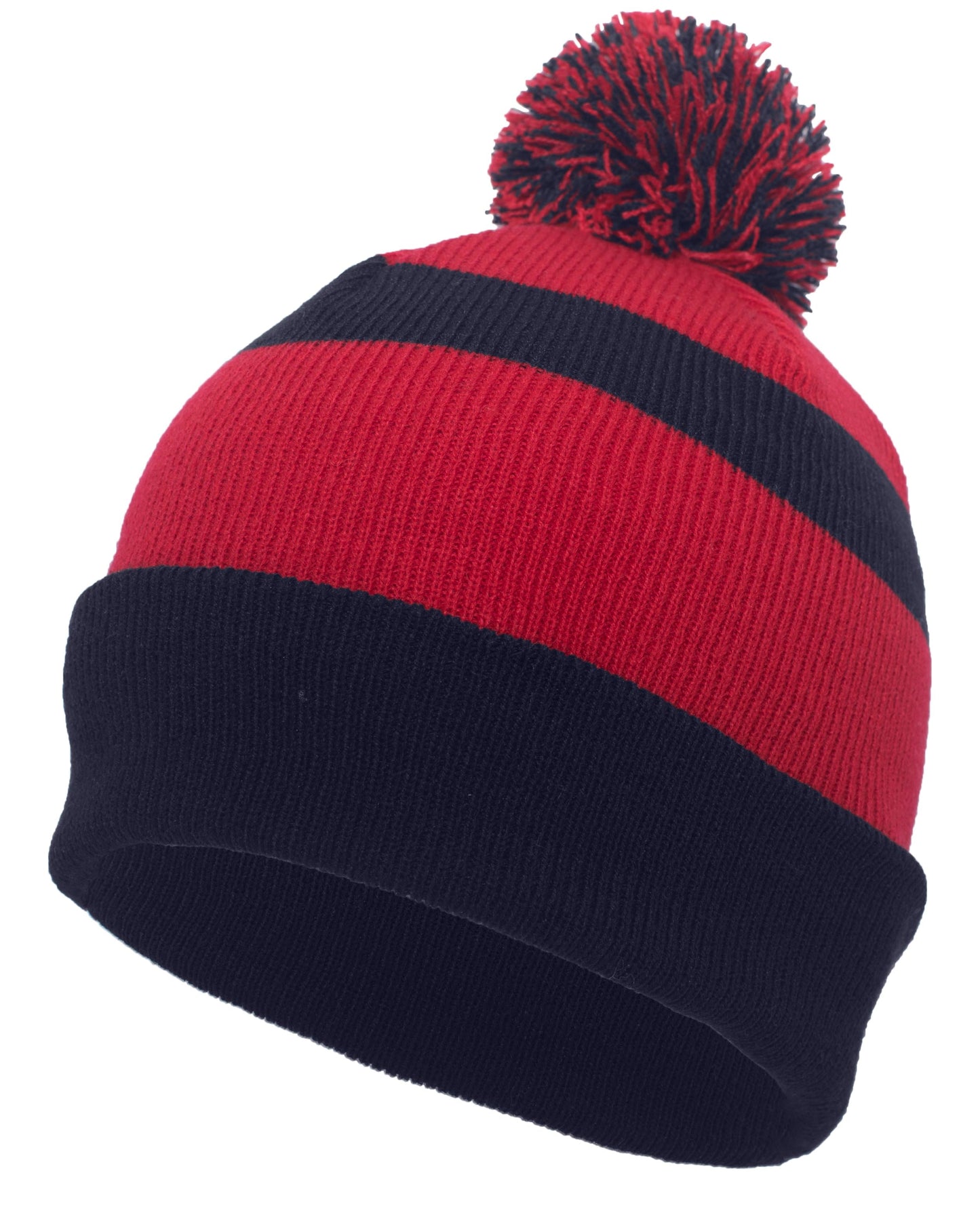 Knit Fold Over Pom-Pom Beanie