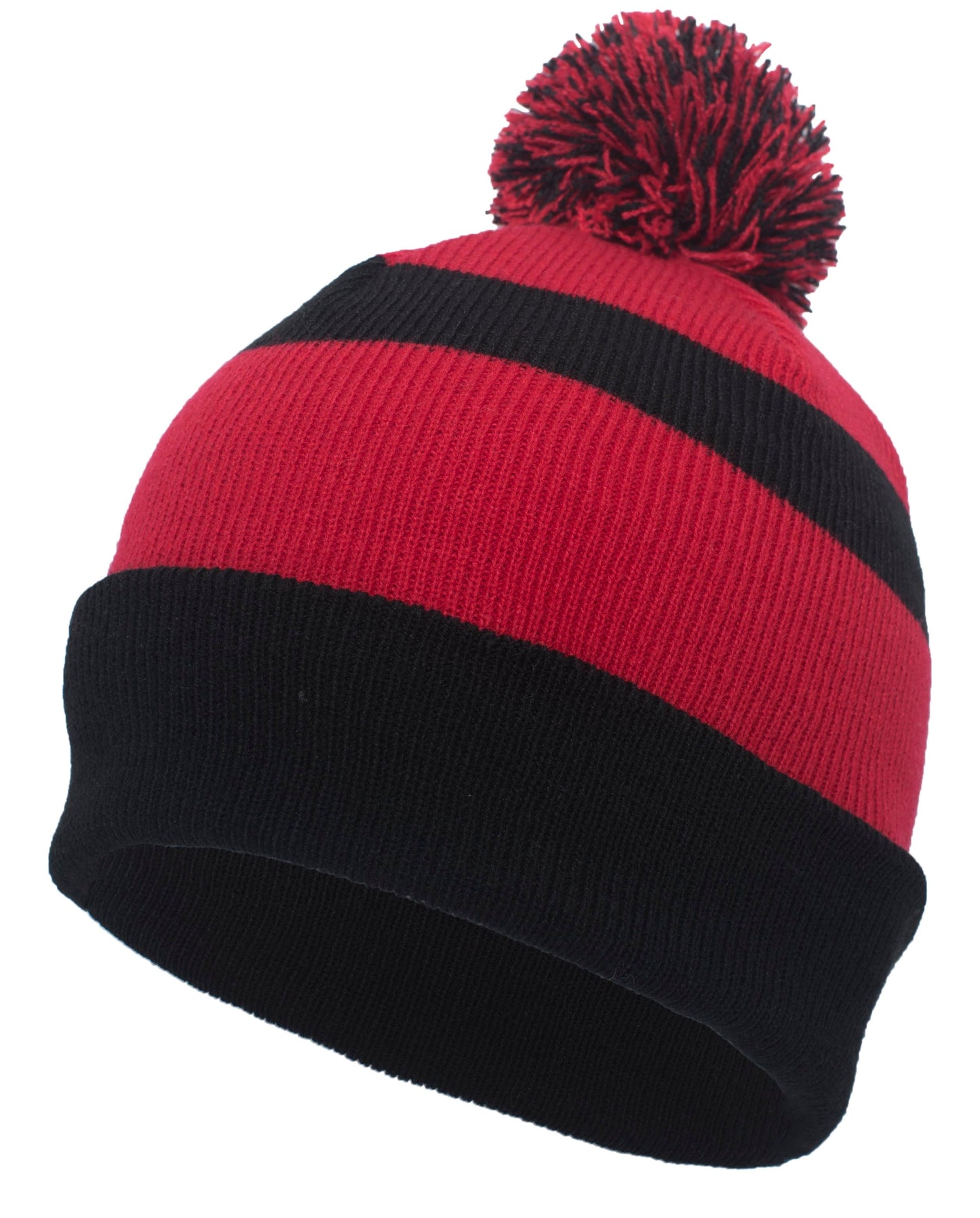 Knit Fold Over Pom-Pom Beanie