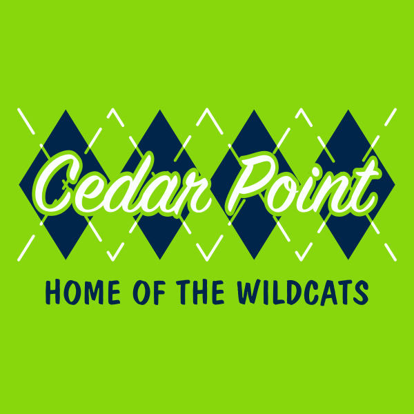 Argyle print for Cedar Point Home of the Wildcats cute school spirit pride shirt design for girls