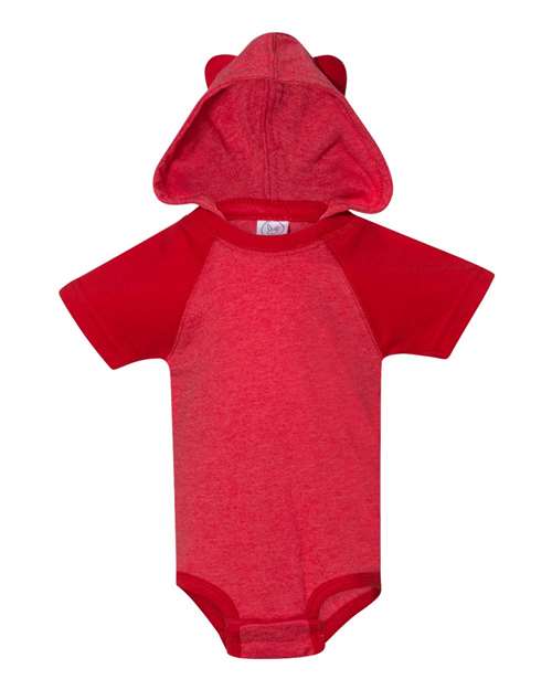 Infant Short Sleeve Raglan Bodysuit with Hood & Ears