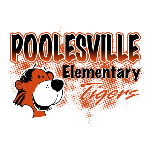 Mascot design for schools featuring a cute tiger and fun font print